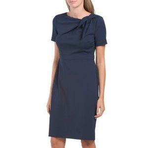 Short Sleeve Tie Neck Sheath Dress